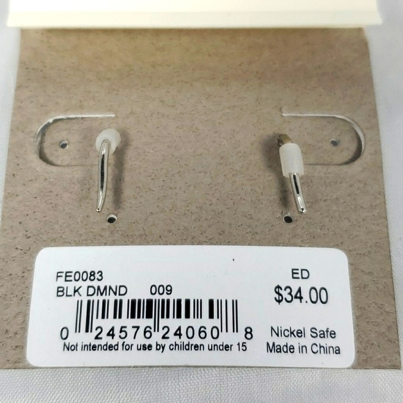 French Connection Double Drop Stone Earrings (Black Diamond) - Picture 3 of 3